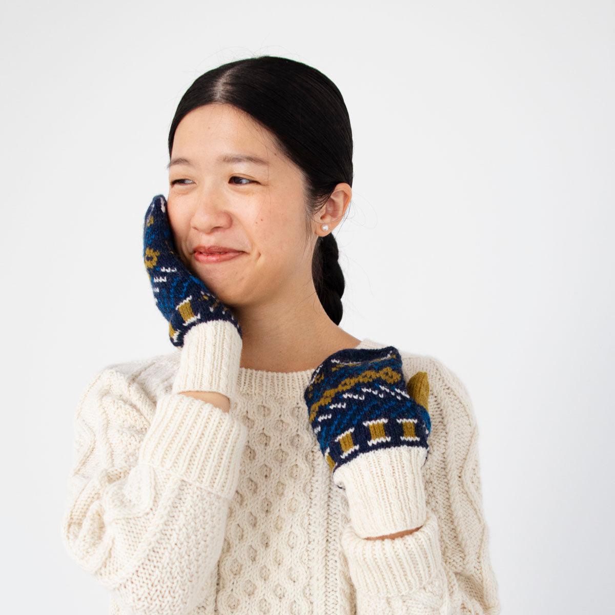 お針子の編み込みミトン キット （PDF版日本語文章パターン付き）-Kit-Daruma-amirisu online store