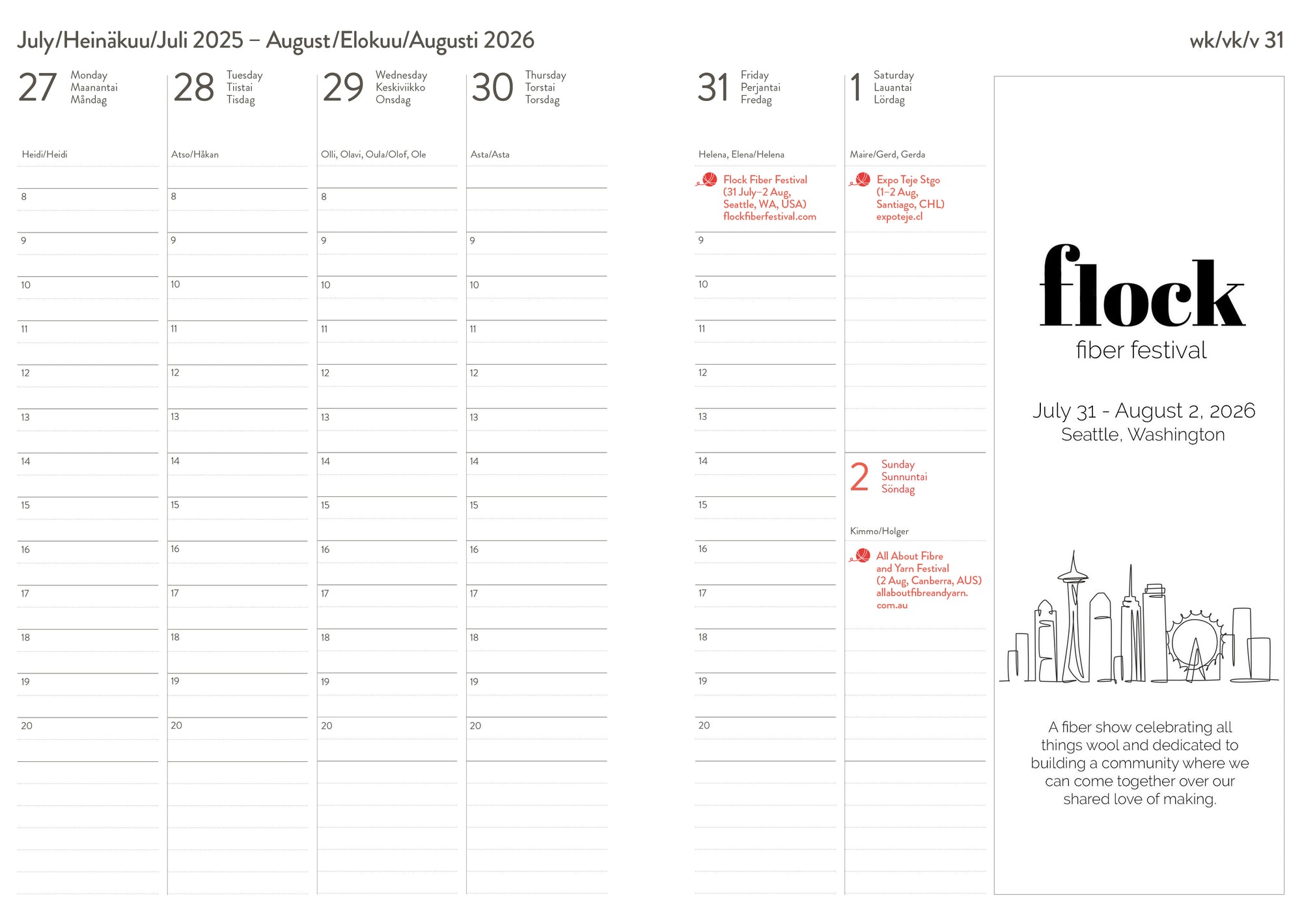 Laine - Knitter’s Year 2026 Weekly Planner