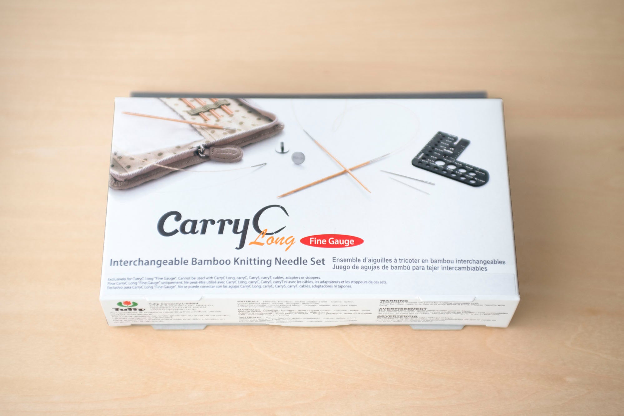 CarryC Long Fine Gauge Interchangeable Bamboo Knitting Needles Set